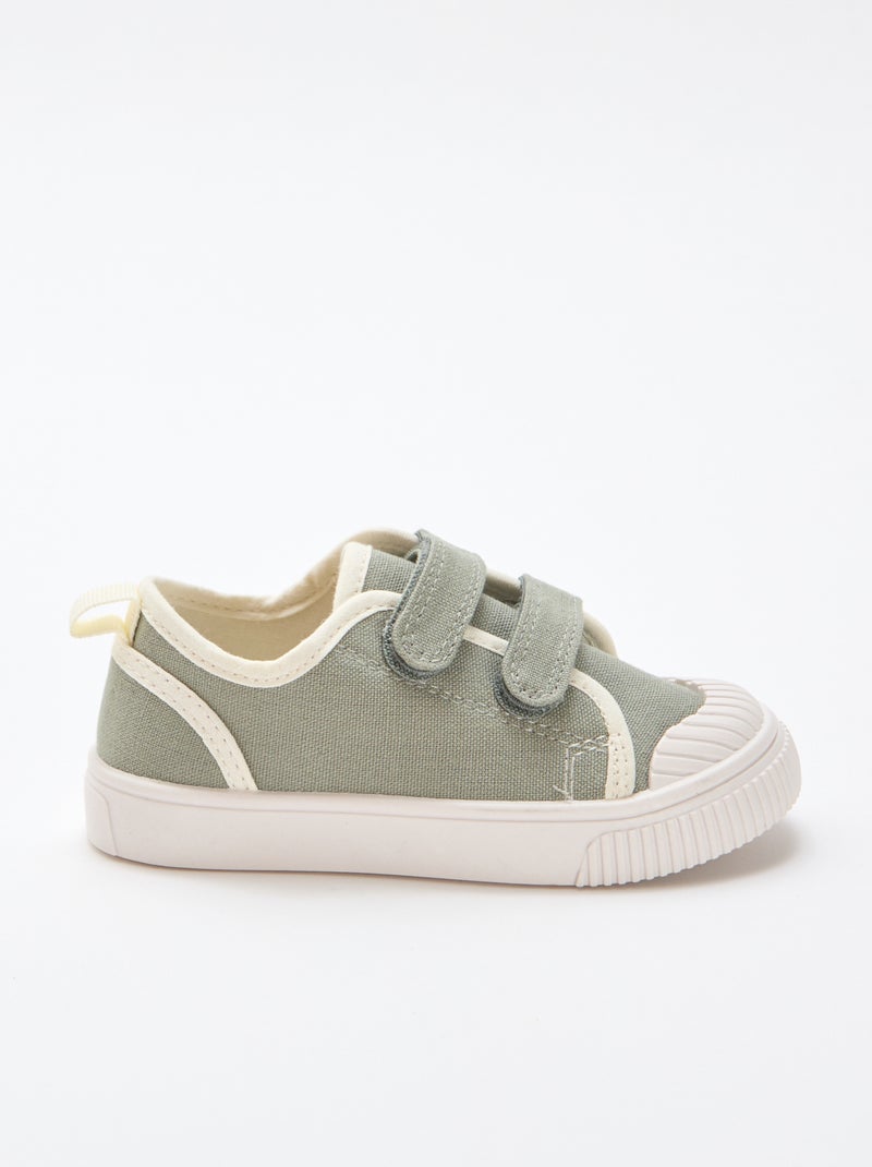 Canvas sneakers met klittenband Groen - Kiabi