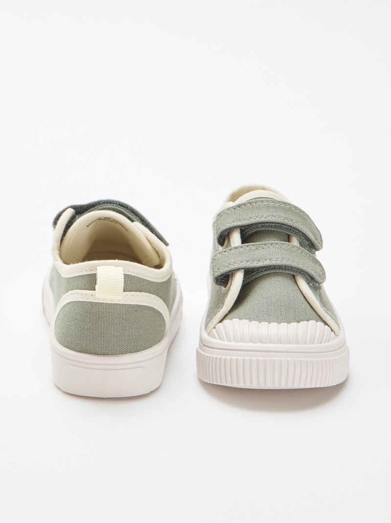 Canvas sneakers met klittenband Groen - Kiabi