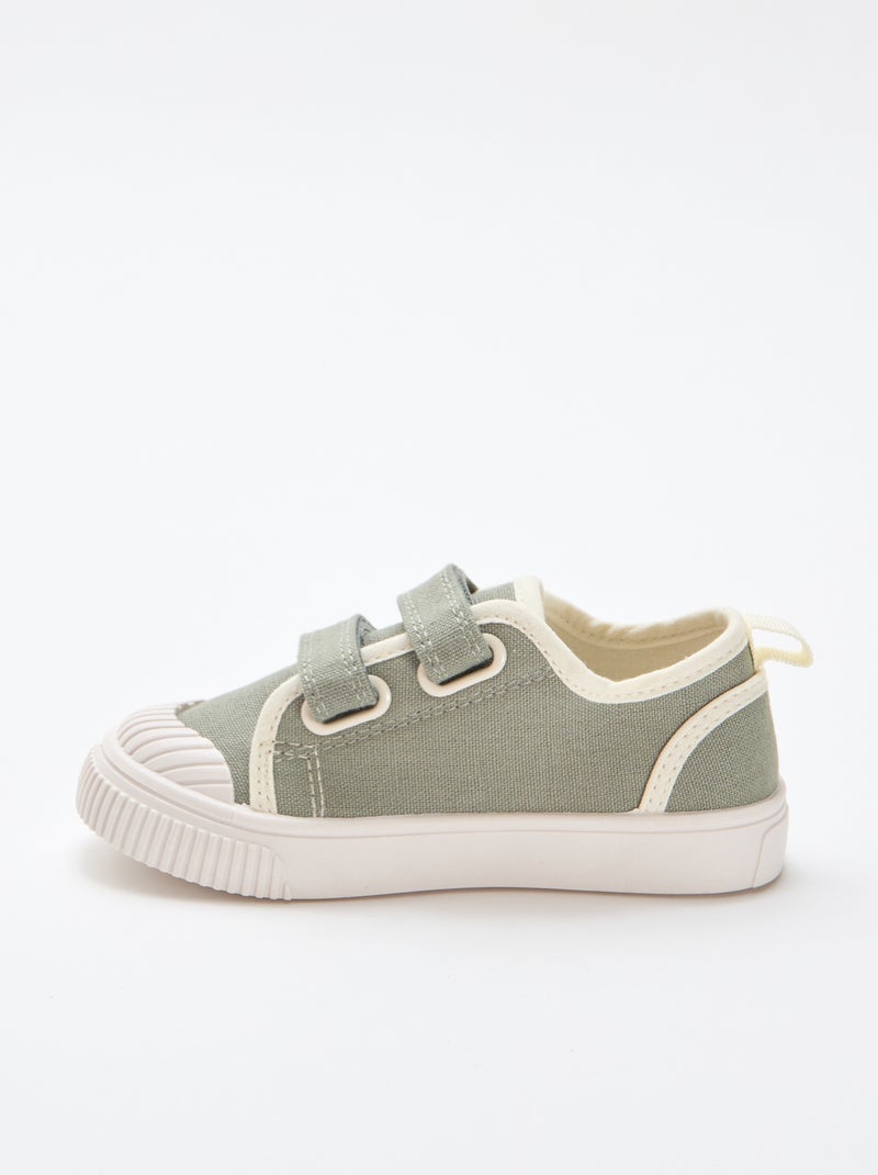 Canvas sneakers met klittenband Groen - Kiabi