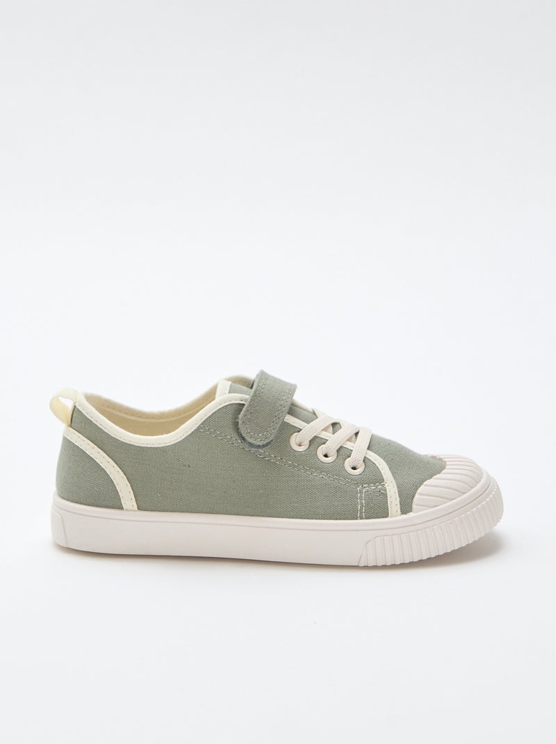 Canvas sneakers met klittenband Groen - Kiabi