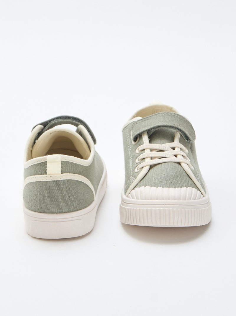 Canvas sneakers met klittenband Groen - Kiabi