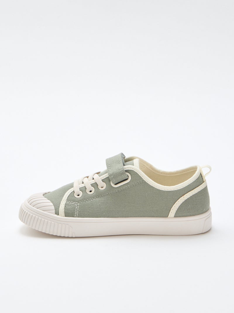 Canvas sneakers met klittenband Groen - Kiabi