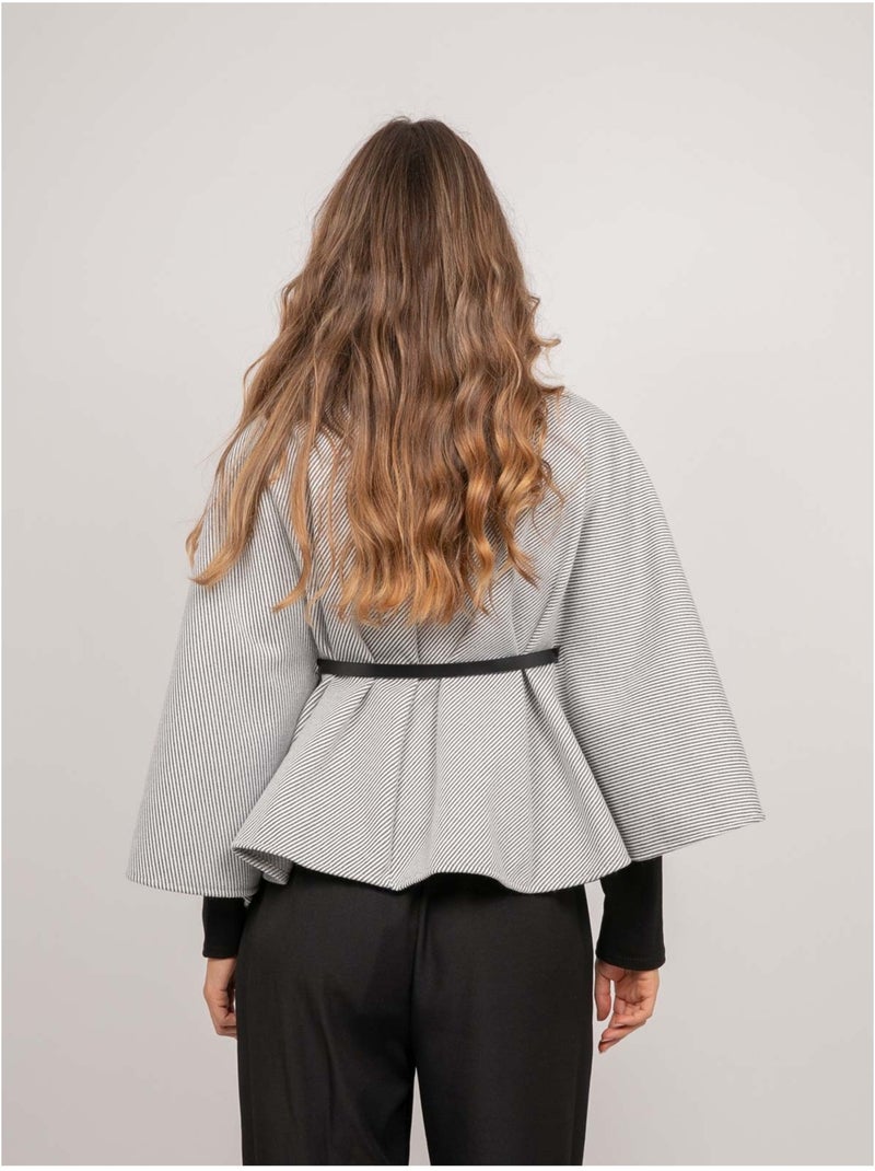 Cape avec ceinture col montant manches évasées urolie Gris - Kiabi