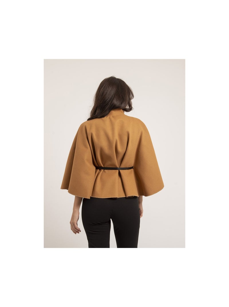Cape courte et ceinture umilia Marron caramel - Kiabi