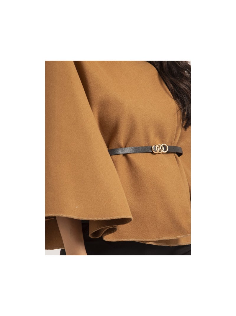 Cape courte et ceinture umilia Marron caramel - Kiabi
