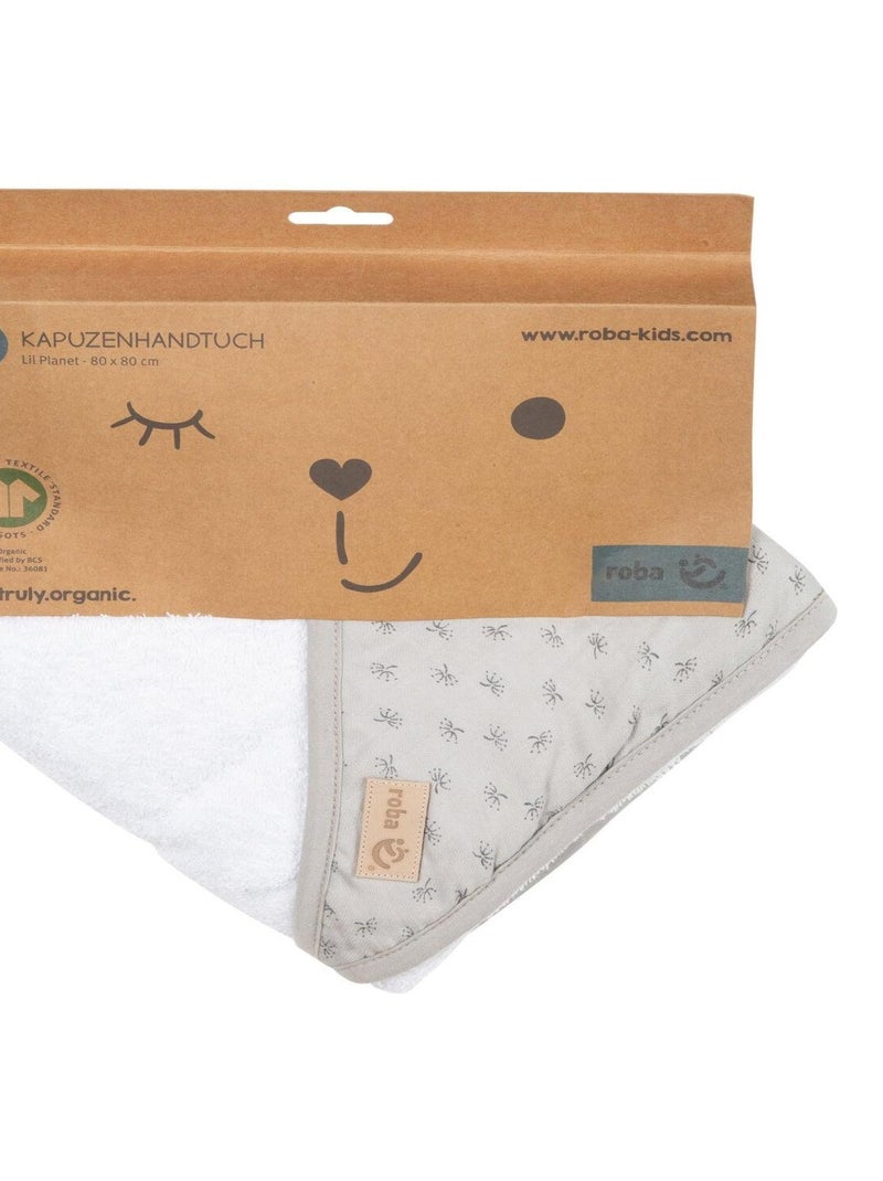 Cape de bain bébé en coton bio GOTS - ROBA 'Lil Planet' Gris - Kiabi
