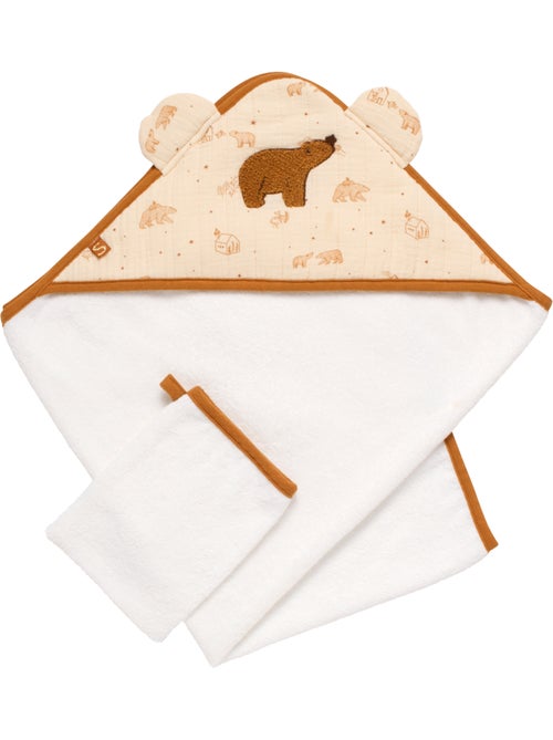 Cape de bain et gant en double gaze de coton et éponge - sauthon - Kiabi Cape de bain et gant en double gaze de coton et éponge - sauthon - Kiabi