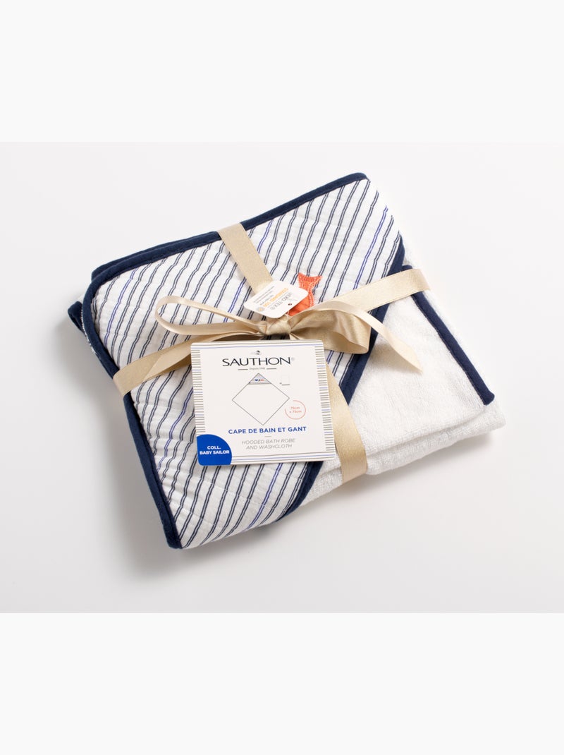 Cape de bain et gant en double gaze de coton et éponge - sauthon Blanc - Kiabi
