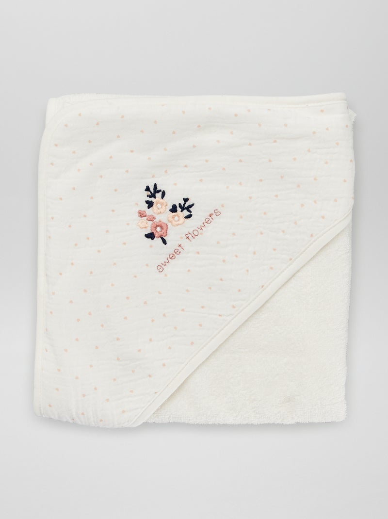 Cape de bain + gant de toilette - 2 pièces Blanc - Kiabi