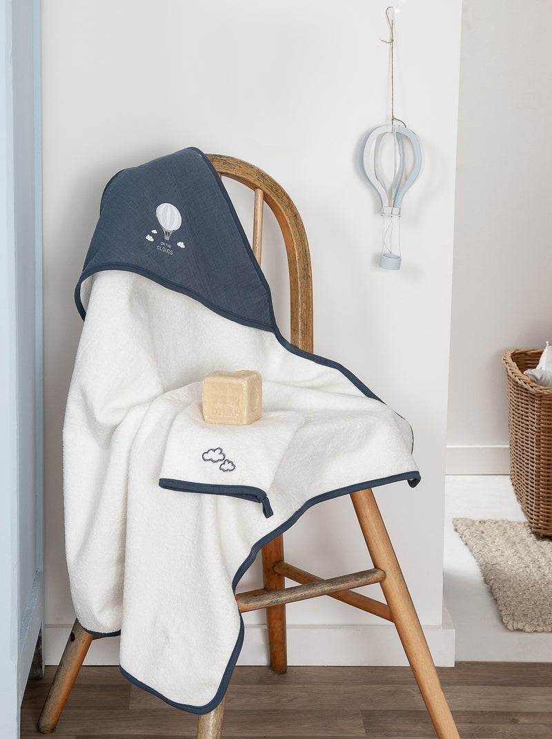 Cape de bain + gant de toilette - 2 pièces Bleu/blanc - Kiabi