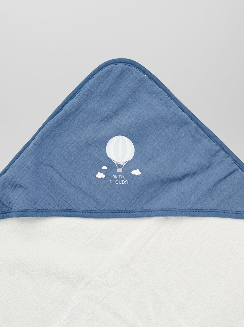 Cape de bain + gant de toilette - 2 pièces Bleu/blanc - Kiabi
