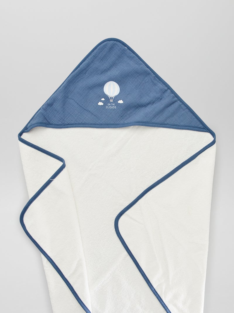 Cape de bain + gant de toilette - 2 pièces Bleu/blanc - Kiabi