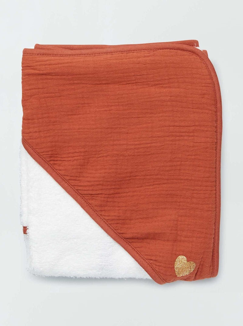 Cape de bain + gant de toilette brique - Kiabi