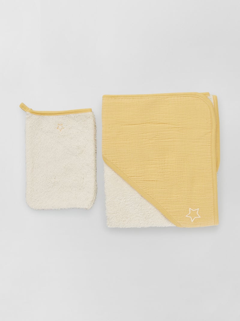 Cape de bain + gant de toilette jaune - Kiabi