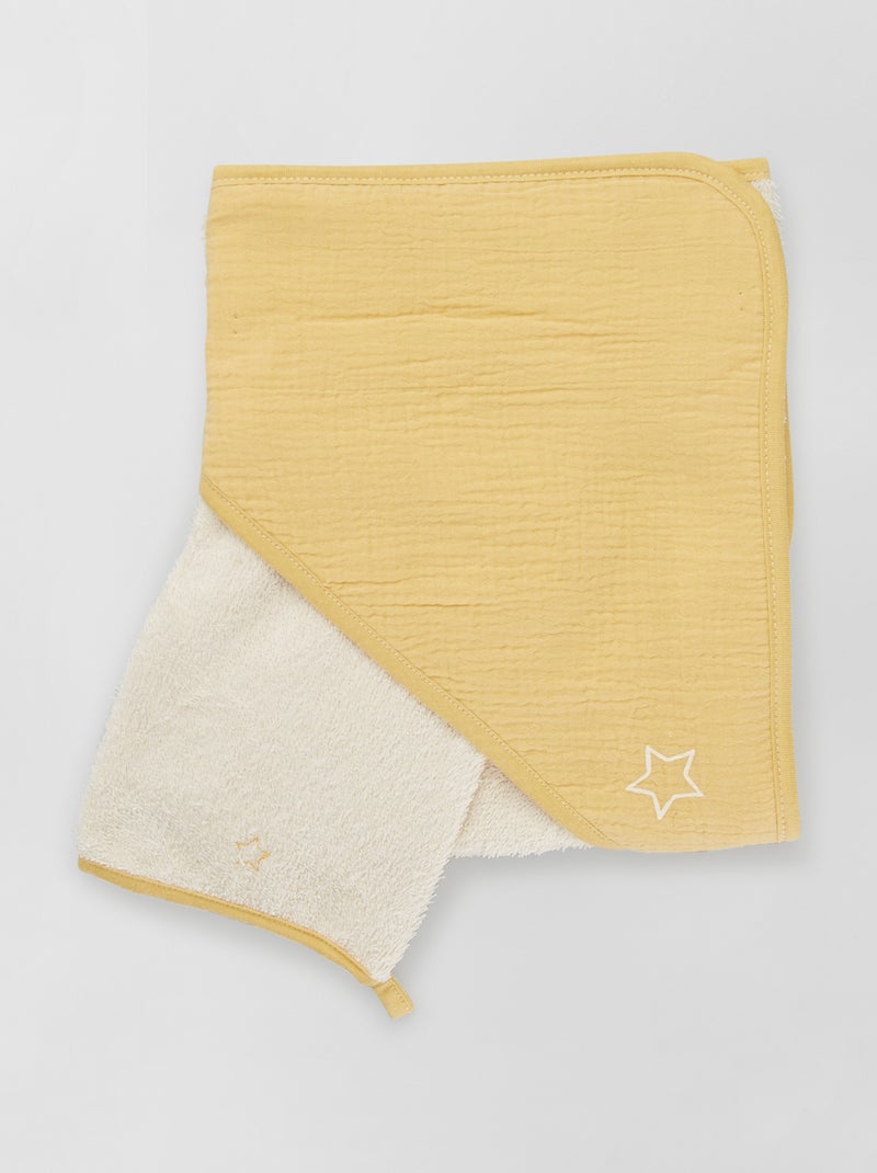 Cape de bain + gant de toilette jaune - Kiabi