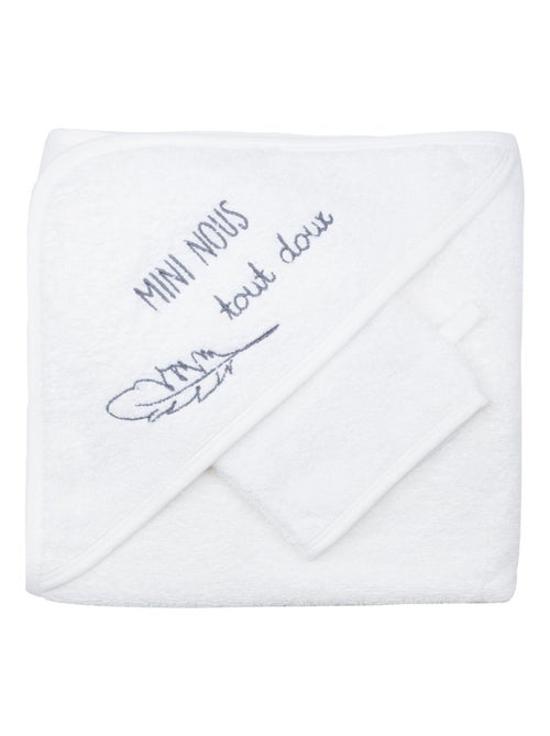 Cape de bain + gant Mini nous tout doux (70 x 70 cm) - Kiabi