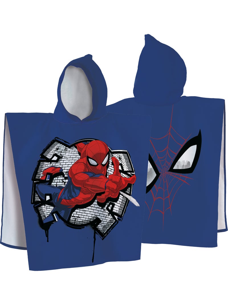 Cape de bain imprimée 100% coton, spiderman hero eyes Bleu - Kiabi