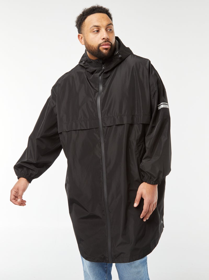 Cape de pluie longue avec capuche noir Grandes tailles