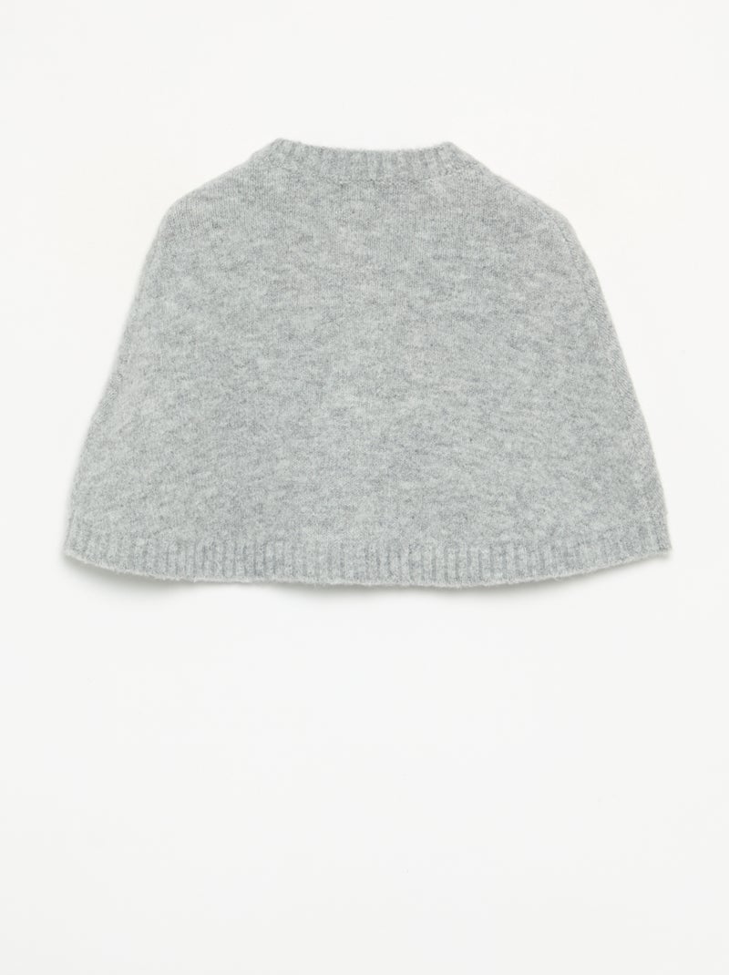 Cape en tricot avec nœuds en velours Gris - Kiabi
