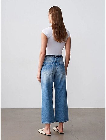 Capri-jeans met wijde pijp en lage taille dilvin