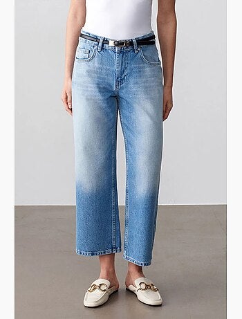 Capri-jeans met wijde pijp en lage taille dilvin