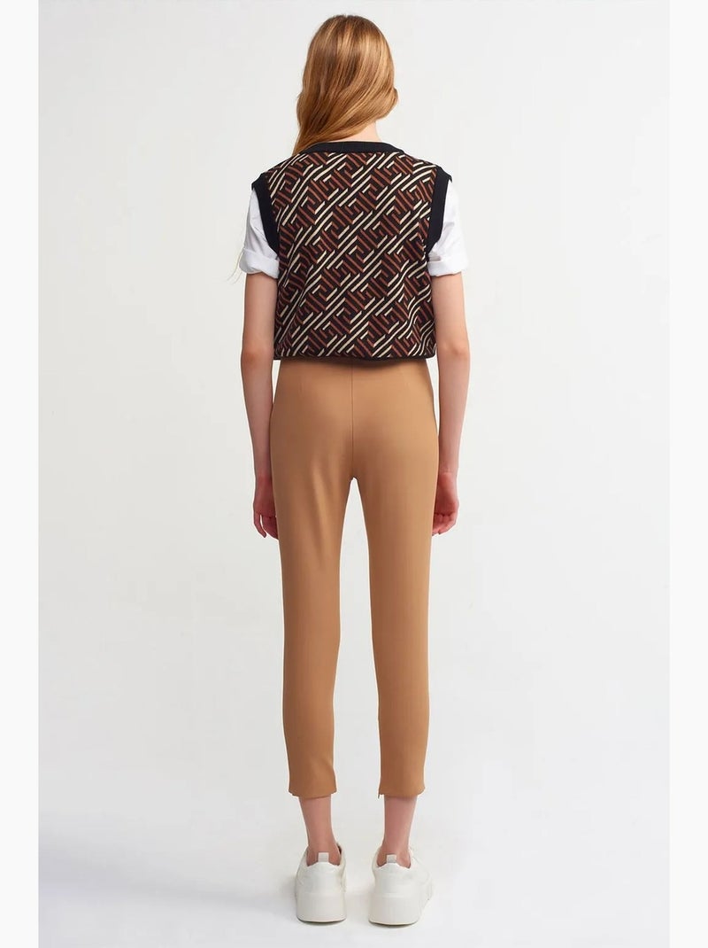 Capri-legging met hoge taille dilvin Camel - Kiabi
