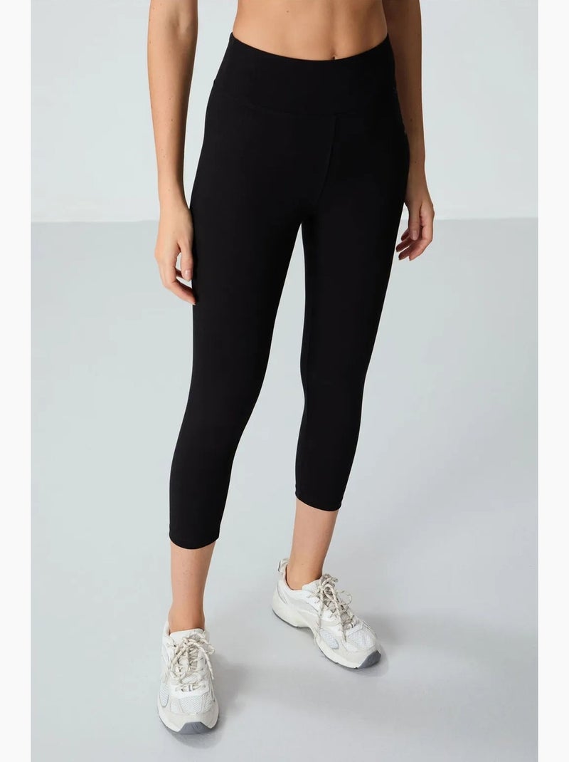 Capri legging met hoge taille tommy Zwart - Kiabi