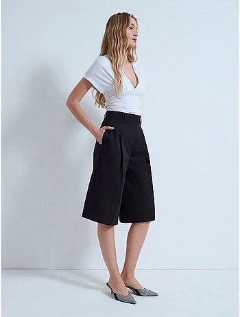 Capri-short van katoenpopeline met hoge taille dilvin
