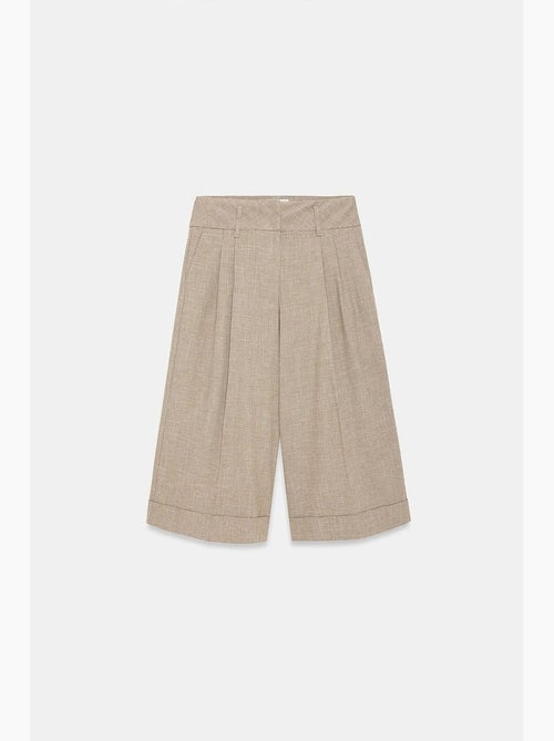 Capribroek met hoge taille, plooien en wijde pijp dilvin - Kiabi