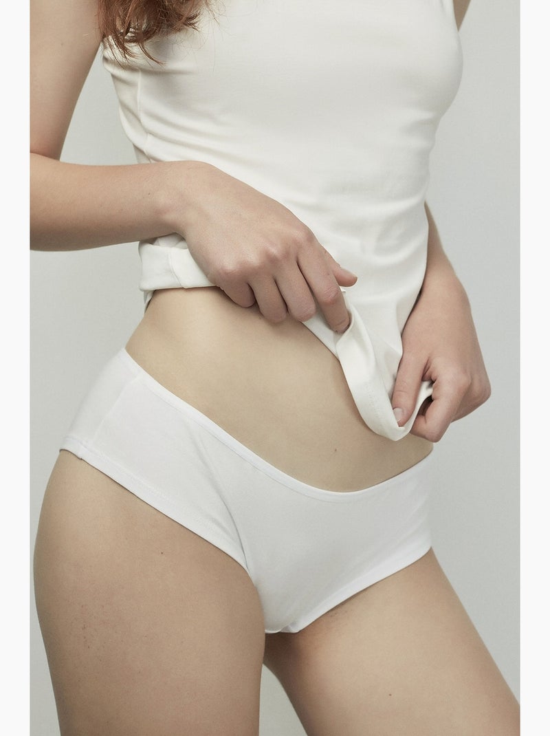 Caraco côtelé en mélange de coton penti Blanc - Kiabi