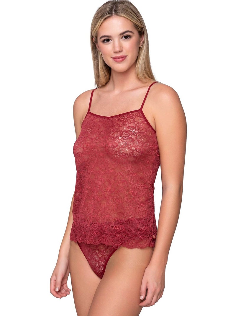 Caraco dentelle micro touch lace Rouge - Kiabi