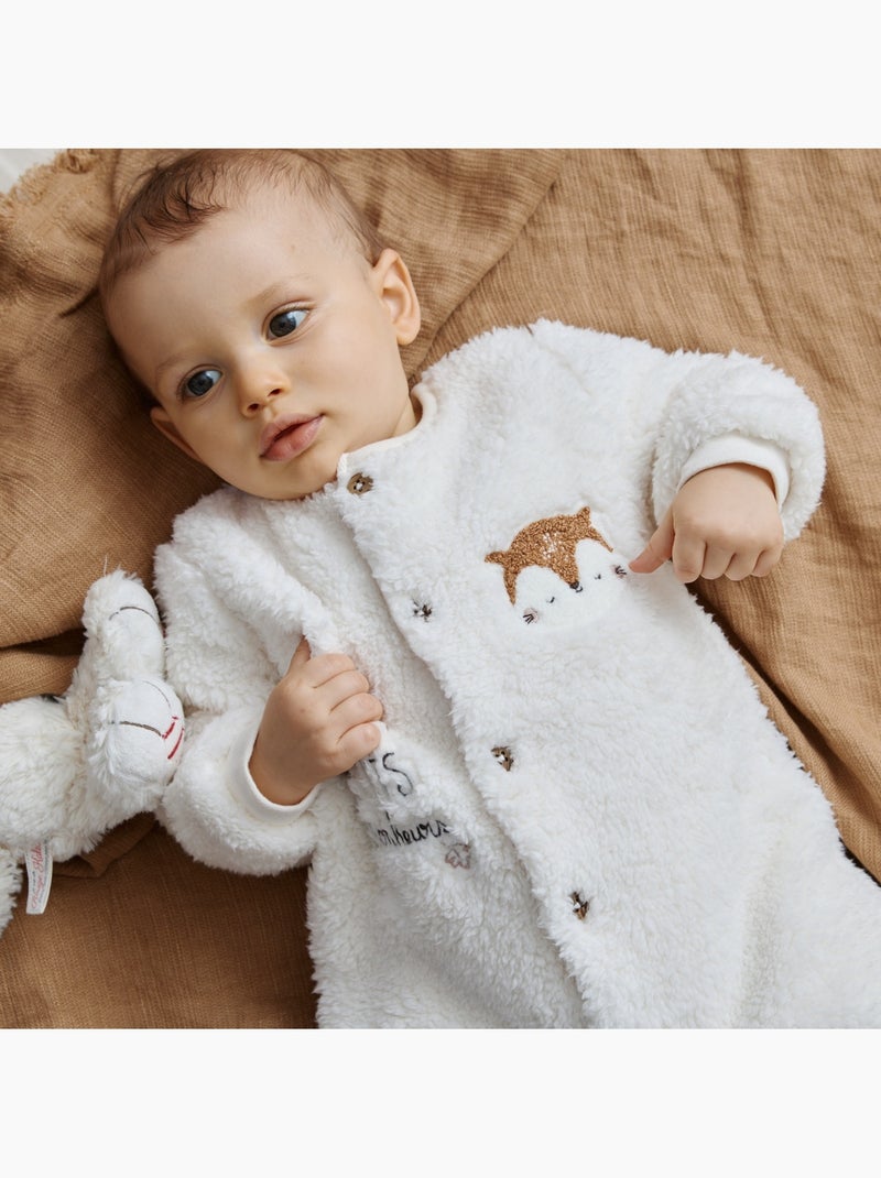 Caramel sherpa babyrompertje Ecru - Kiabi