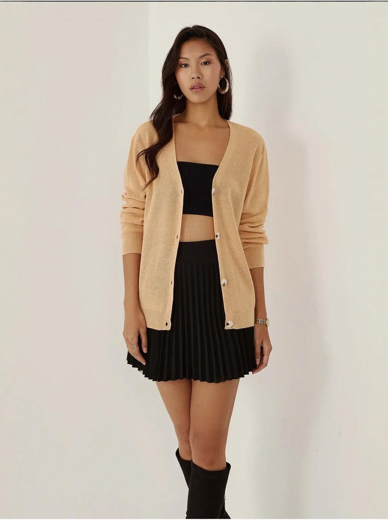 Cardigan boutonné à col en V Orange - Kiabi