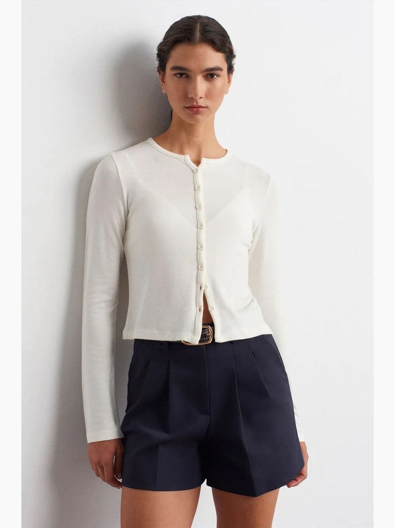 Cardigan côtelé boutonné dilvin Blanc cassé - Kiabi