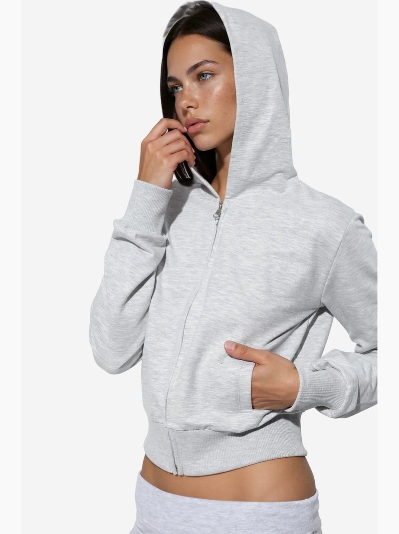Cardigan en coton stretch busem Gris clair - Kiabi