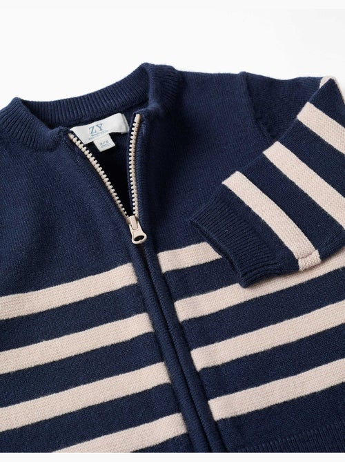 Cardigan en maille à rayures - Kiabi