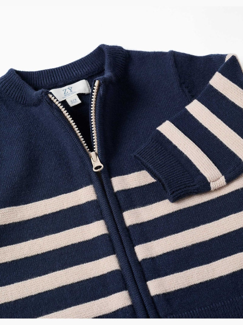 Cardigan en maille à rayures Bleu foncé - Kiabi