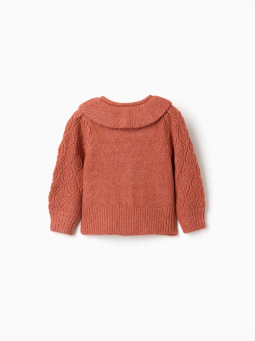 Cardigan en maille ajourée avec col à volants - Kiabi Cardigan en maille ajourée avec col à volants - Kiabi
