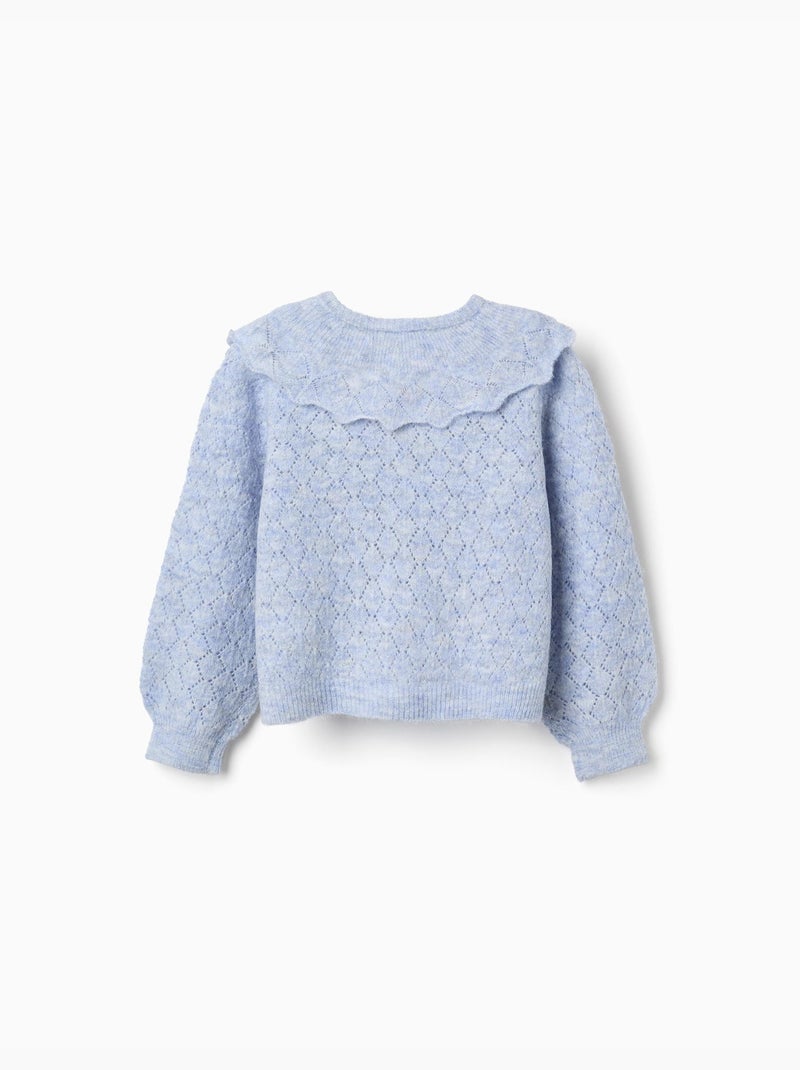 Cardigan en maille ajourée avec maxi col Bleu Bleu - Kiabi