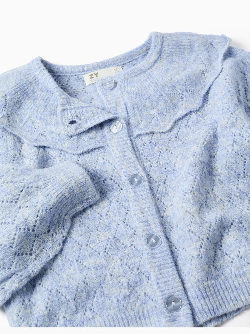 Cardigan en maille ajourée avec maxi col Bleu Bleu - Kiabi