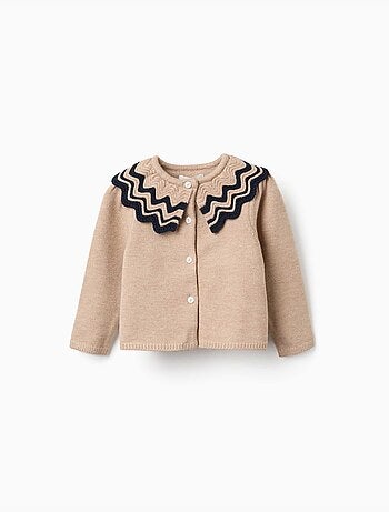 Cardigan en maille avec col à rayures