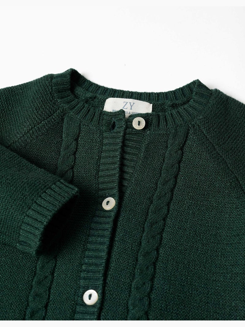 Cardigan en maille avec détails torsadés b&s Vert foncé - Kiabi