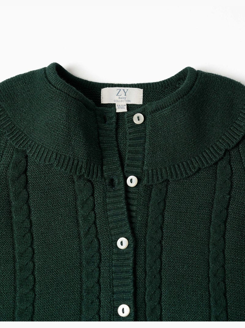 Cardigan en maille avec détails torsadés b&s Vert foncé - Kiabi