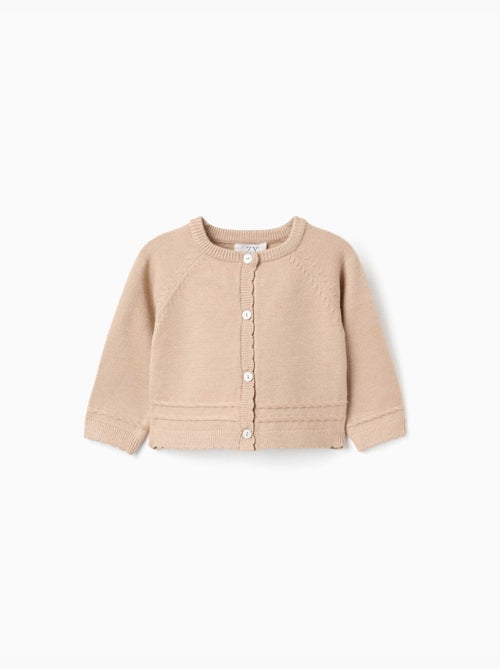 Cardigan en maille avec extrémités festonnées b&s - Kiabi