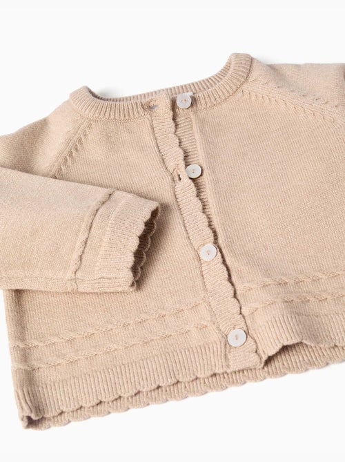 Cardigan en maille avec extrémités festonnées b&s - Kiabi