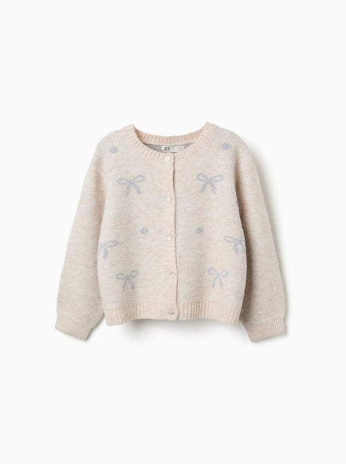 Cardigan en maille avec nœuds et pois jacquard - Kiabi Cardigan en maille avec nœuds et pois jacquard - Kiabi
