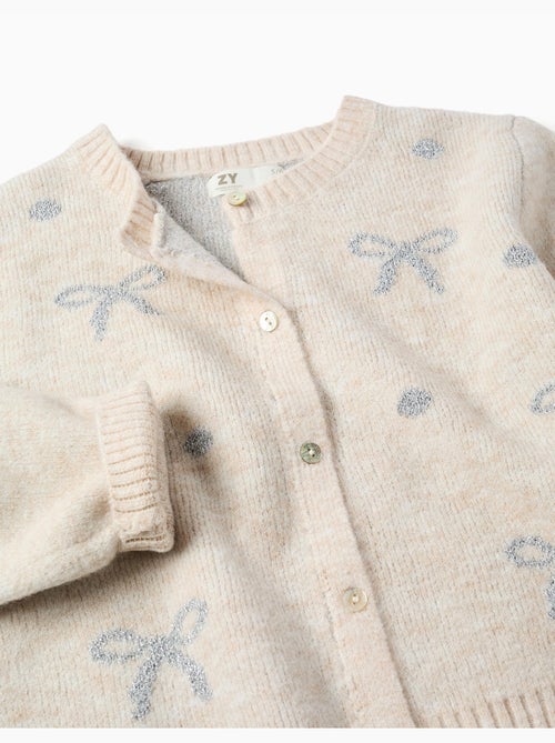 Cardigan en maille avec nœuds et pois jacquard - Kiabi Cardigan en maille avec nœuds et pois jacquard - Kiabi