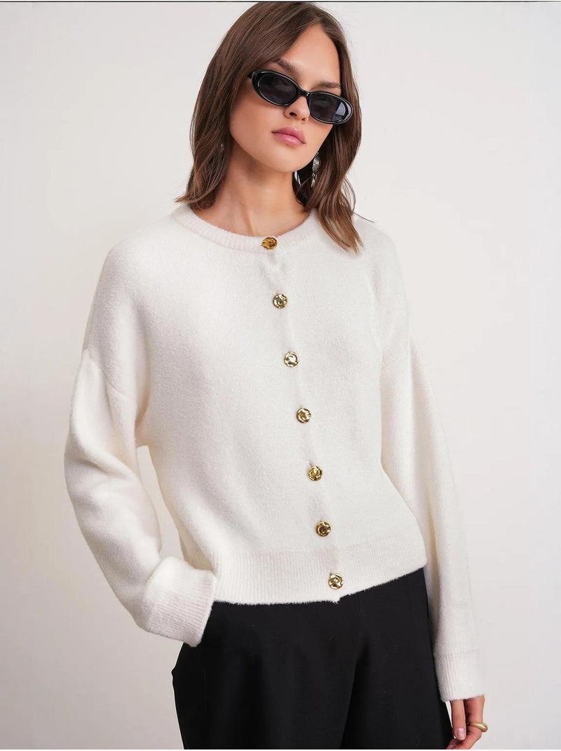 Cardigan en maille côtelée surdimensionné avec fermeture à boutons mixray Ivoire - Kiabi