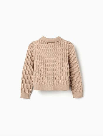 Cardigan en maille torsadée et ajourée