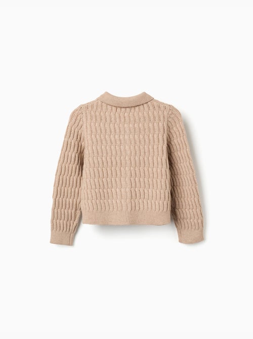 Cardigan en maille torsadée et ajourée - Kiabi